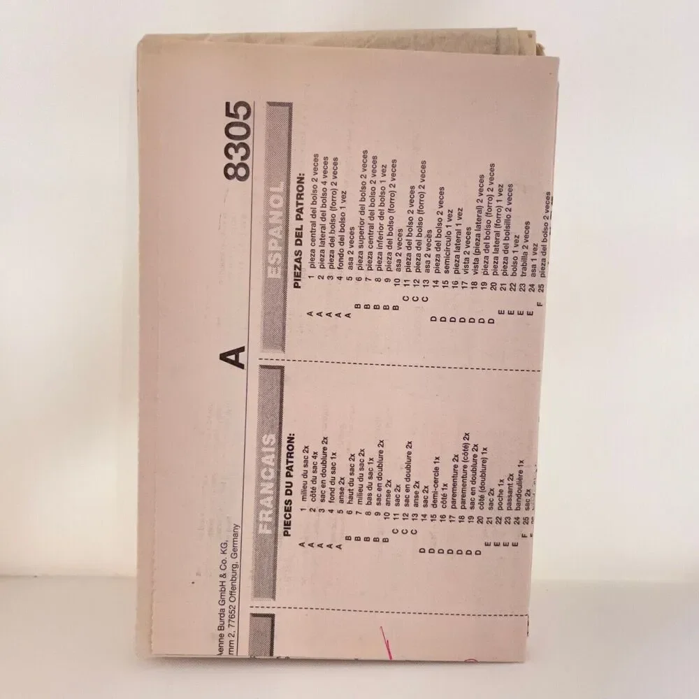 #8305 Burda Misses Bag Purse Handbag Sewing Pattern